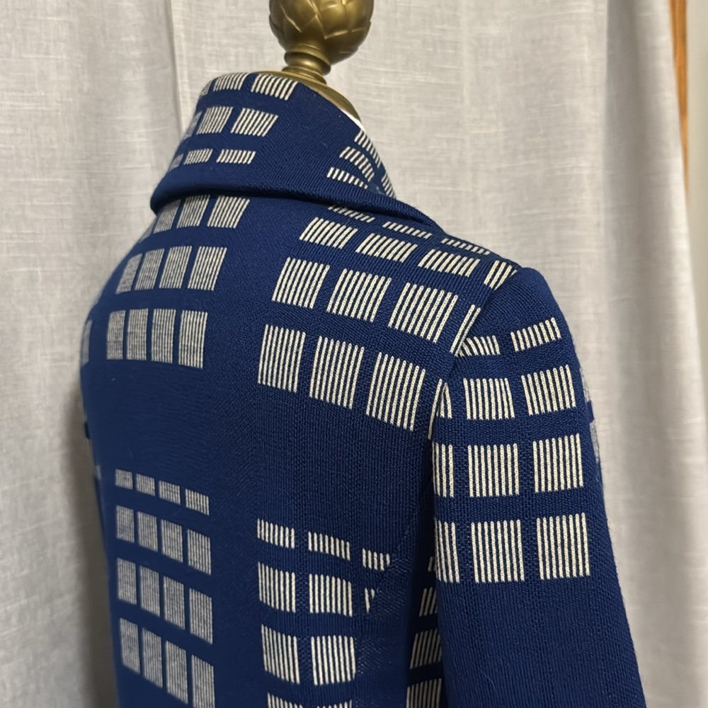Vintage Wool Sweater Jacket-Blue/White-Button Front-MCM Vibes-Sz 8 - Picture 8 of 16